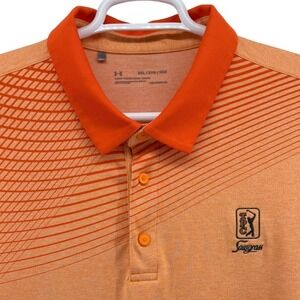 Under Armour TPC Sawgrass Mens 2XL Orange HeatGear Golf Polo Shirt Loose‎ Fit